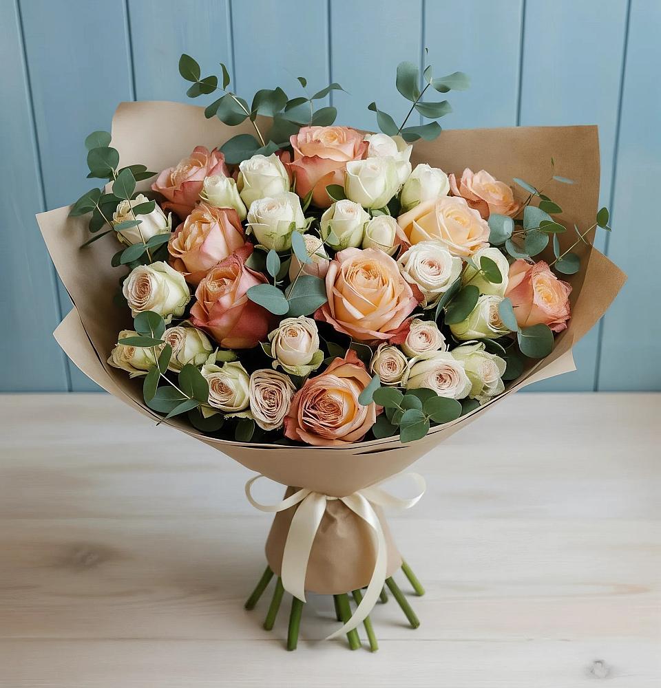 Букет цветов из: Альстромерии и Розы в Нюксенице