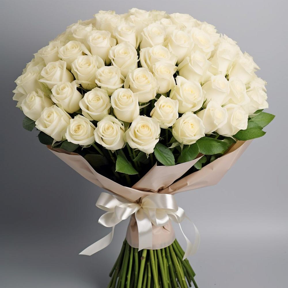 Букет 101 беля роза Белоснежка в Нюксенице