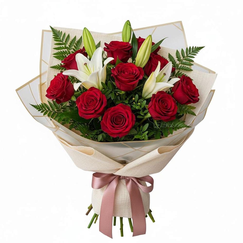 Букет цветов из: Лилии и Розы в Нюксенице