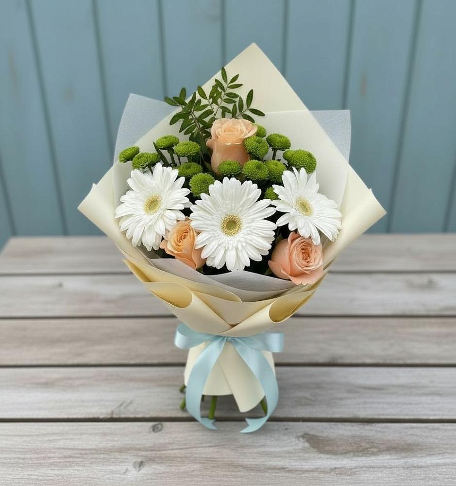 Букет цветов из: Герберы, Розы и Хризантемы в Нюксенице