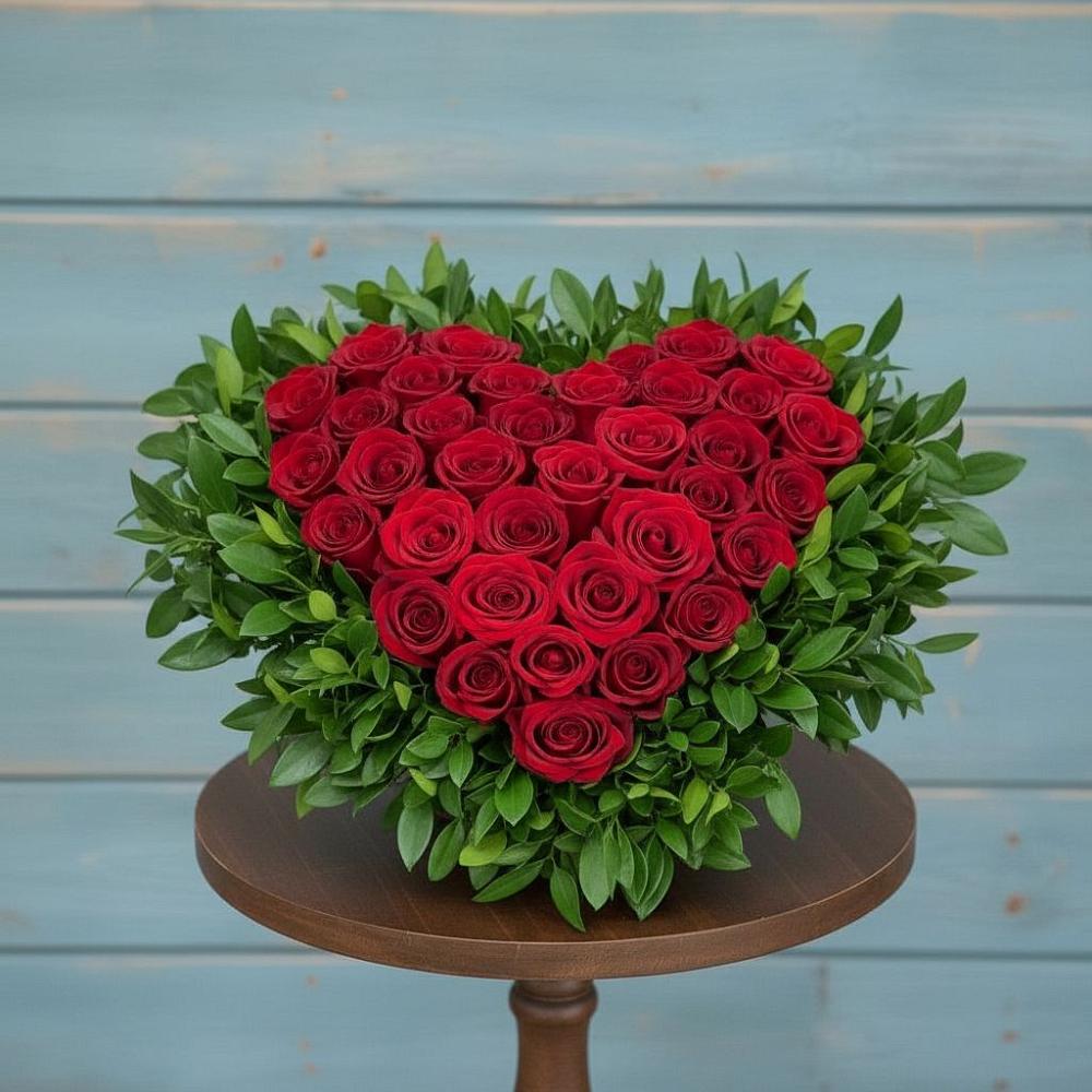 Цветочная композиция из Розы в виде сердца в Нюксенице