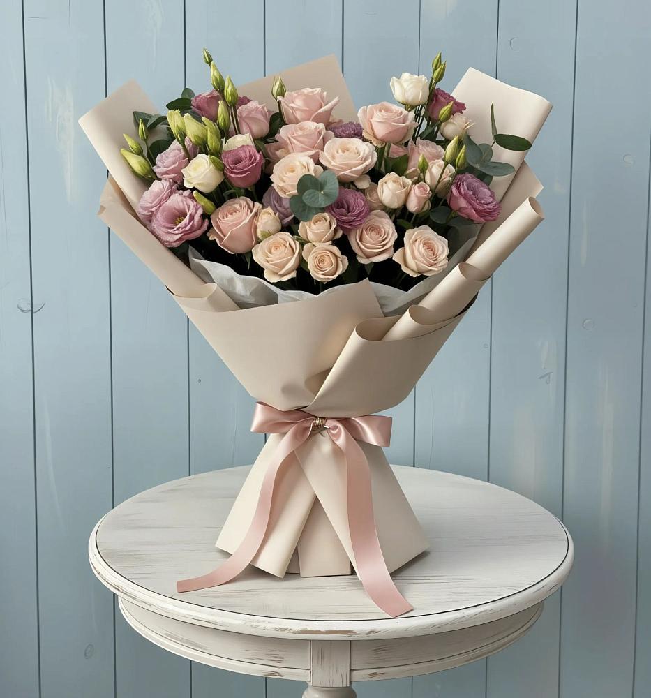 Букет цветов из: Розы и Лизиантусы в Нюксенице