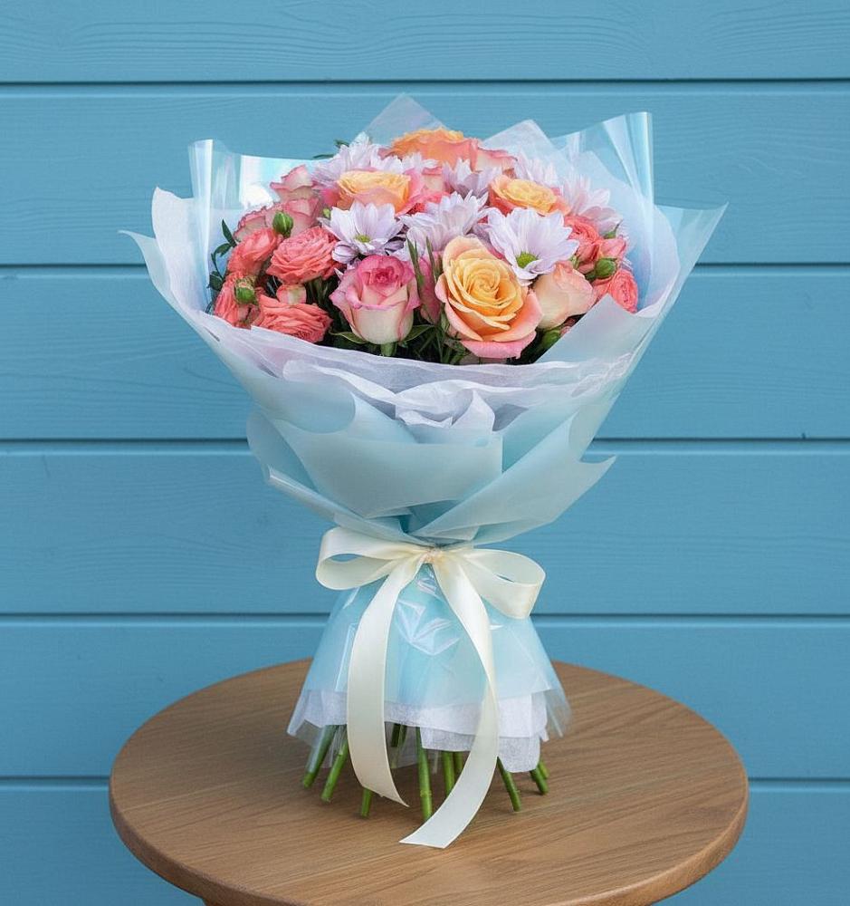 Букет цветов из: Хризантемы и Розы в Нюксенице