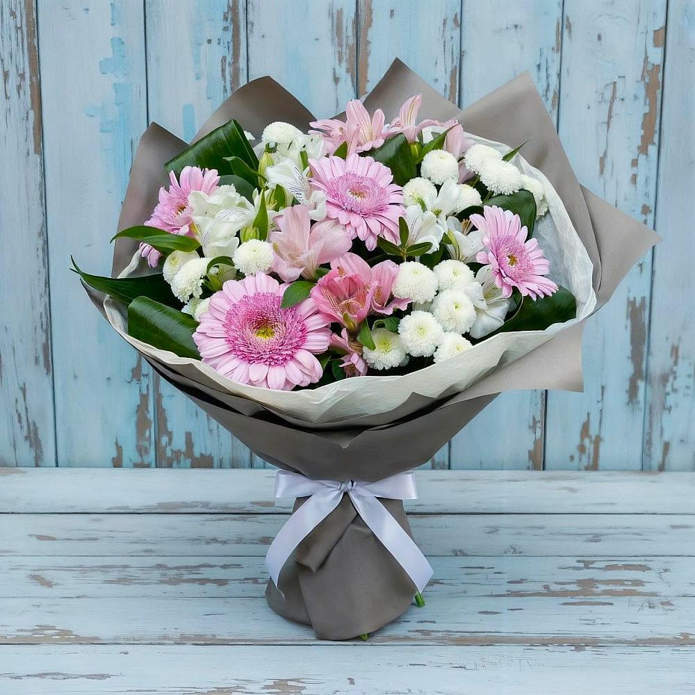 Букет цветов из: Герберы, Альстромерии и Хризантемы в Нюксенице
